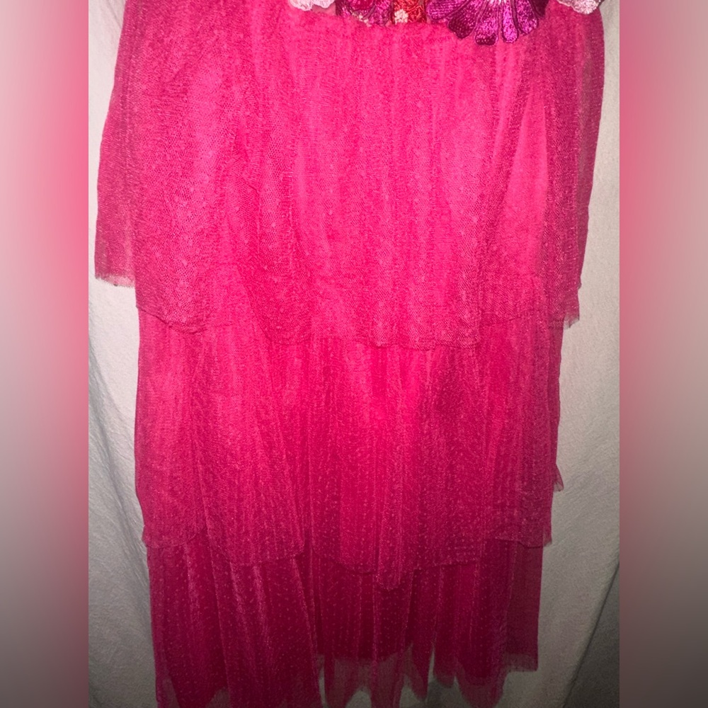 Entro Pink Ruffle Flower Tulle Midi Dress - Picture 7 of 16